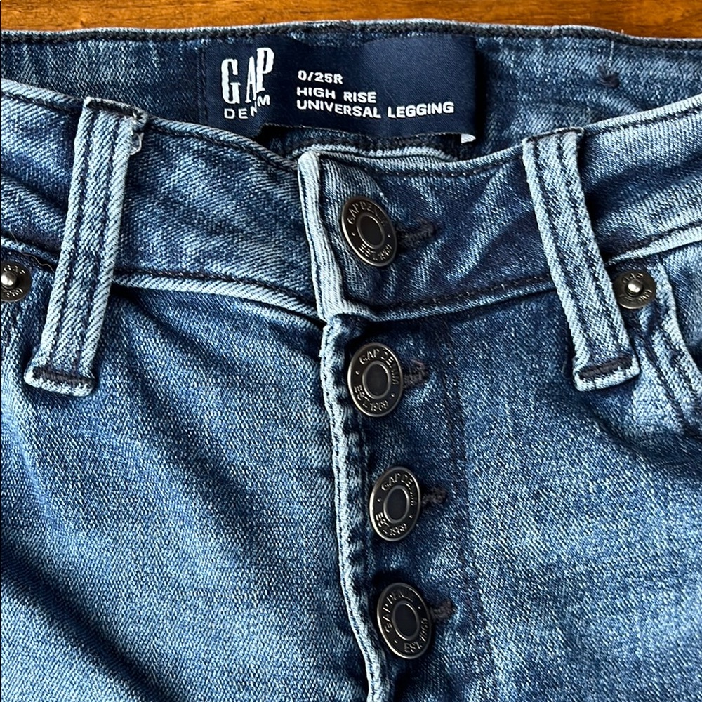 GAP Blue Button Fly High Rise Universal Leggings Sz 0/25R